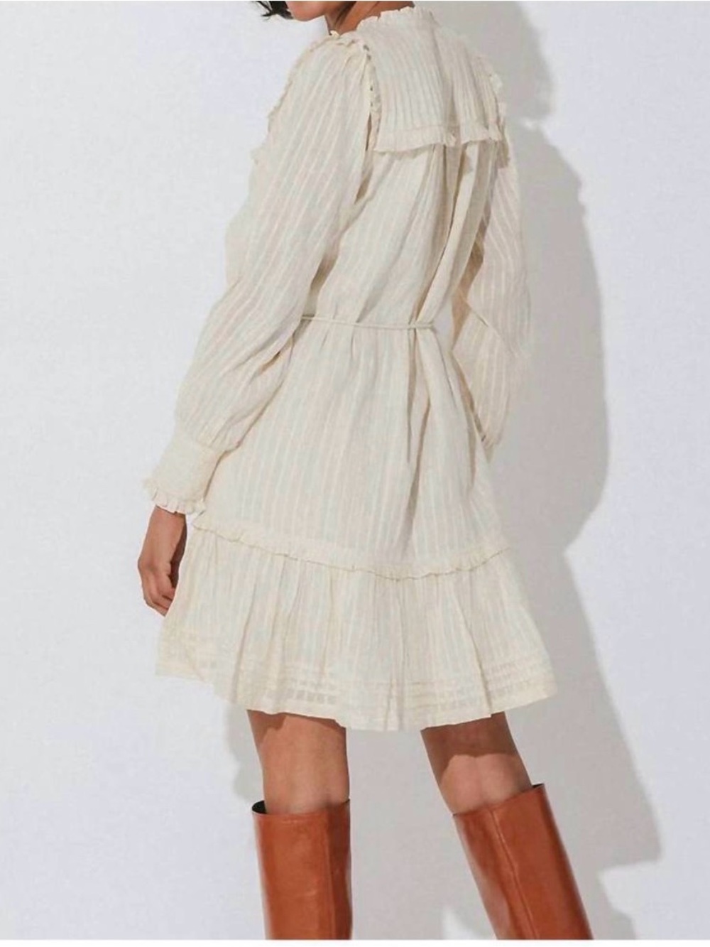 Cleobella Celine Cream Button-Front Ruffle Mini Dress - Picture 3 of 10